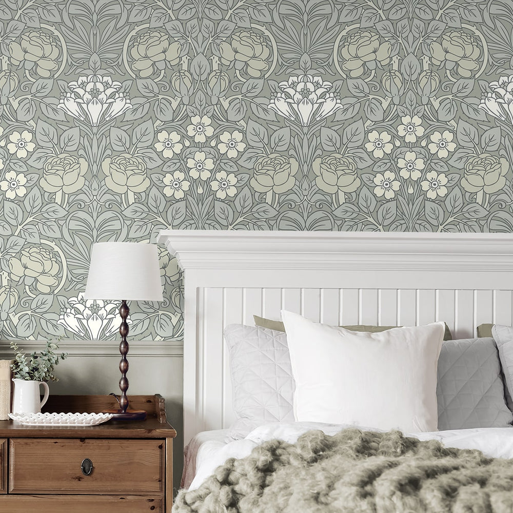 
                  
                    NW49008 vintage floral peel and stick wallpaper bathroom from NextWall
                  
                
