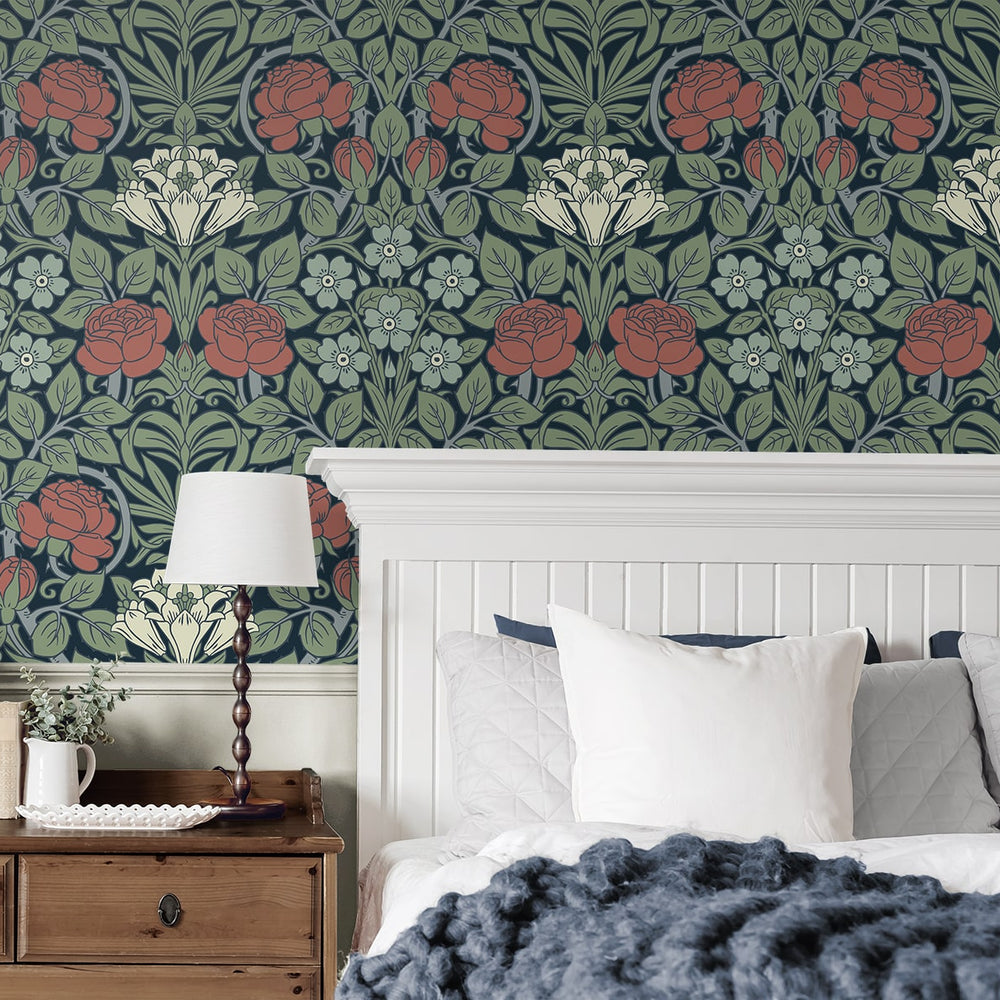 
                  
                    NW49012 vintage floral peel and stick wallpaper bedroom from NextWall
                  
                