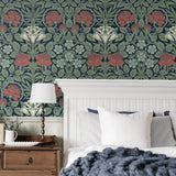 NW49012 vintage floral peel and stick wallpaper bedroom from NextWall