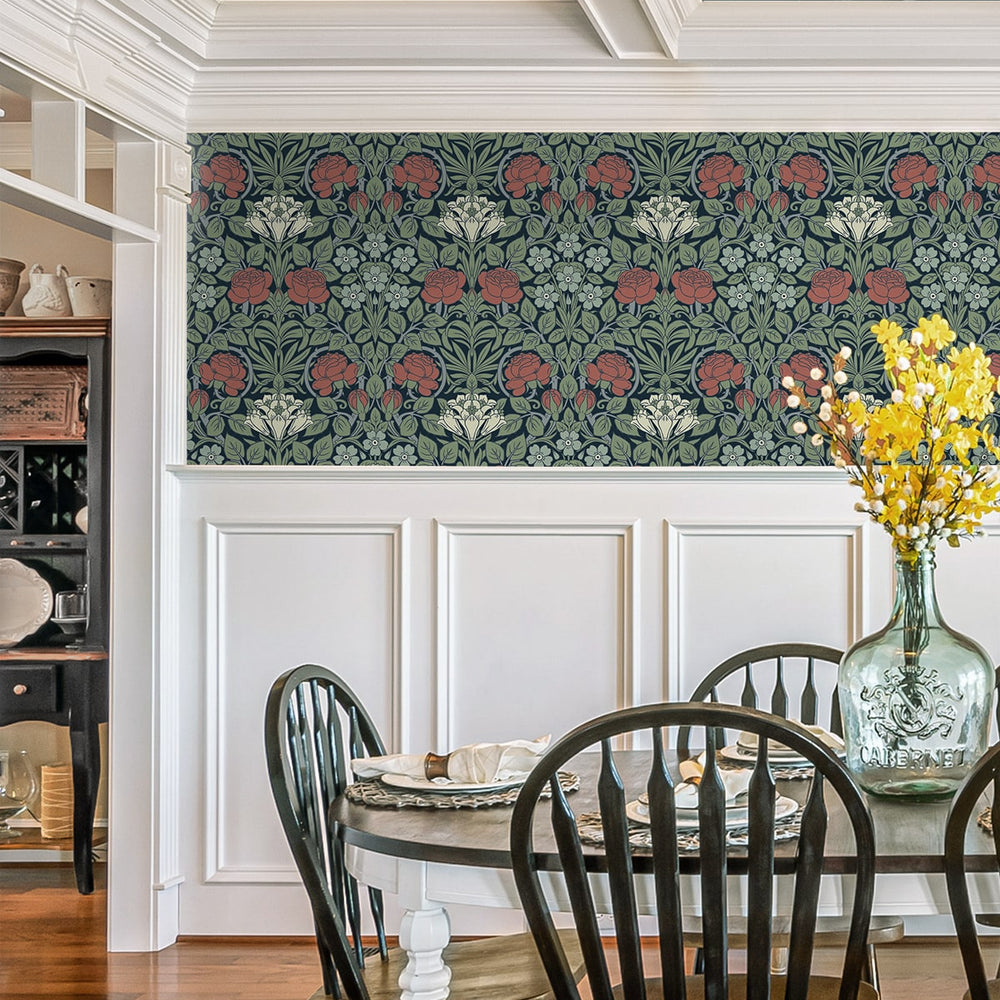 
                  
                    NW49012 vintage floral peel and stick wallpaper dining room from NextWall
                  
                