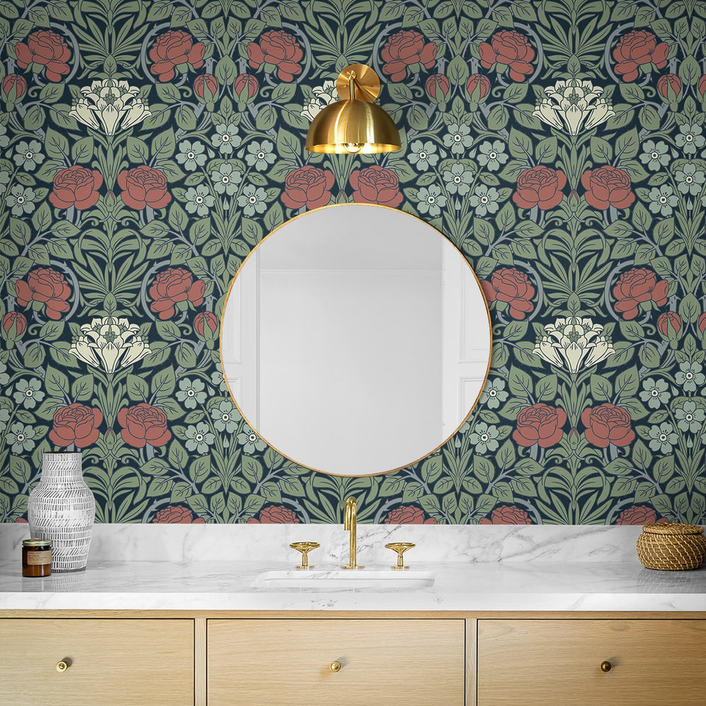 
                  
                    NW49012 vintage floral peel and stick wallpaper bathroom from NextWall
                  
                
