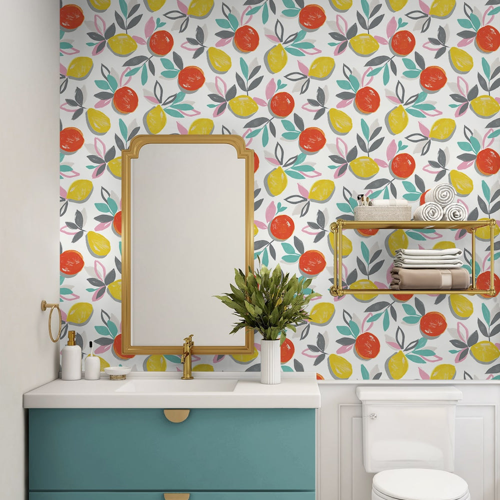 NW49301 fruit peel and stick wallpaper bathroom from NextWall