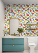 NW49301 fruit peel and stick wallpaper bathroom from NextWall