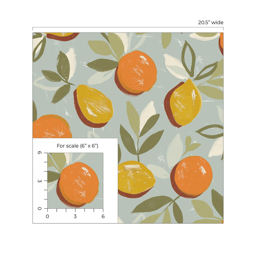 NW49306 fruit peel and stick wallpaper scale from NextWall