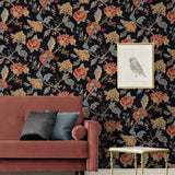 NW50200 Jacobean floral peel and stick wallpaper living room from NextWall