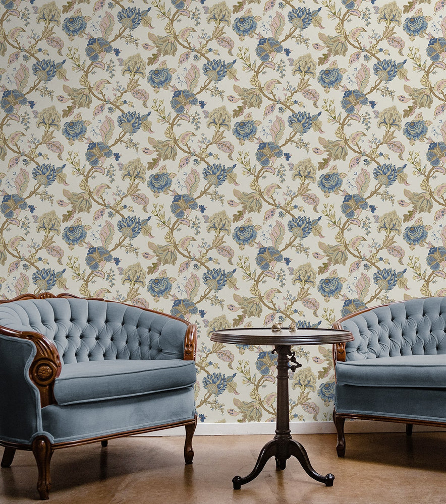 NW50205 Jacobean floral peel and stick wallpaper accent from NextWall