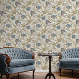 NW50205 Jacobean floral peel and stick wallpaper accent from NextWall