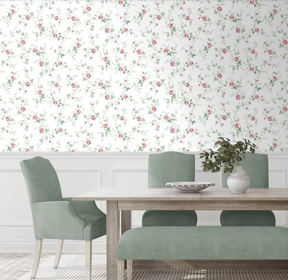 NW50401 floral peel and stick wallpaper dining room from NextWall