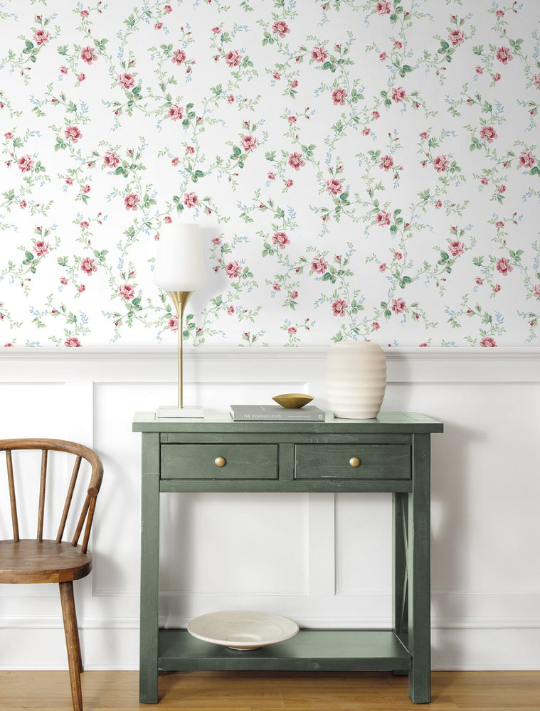 NW50401 floral peel and stick wallpaper entryway from NextWall
