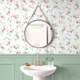 NW50401 floral peel and stick wallpaper bathroom from NextWall