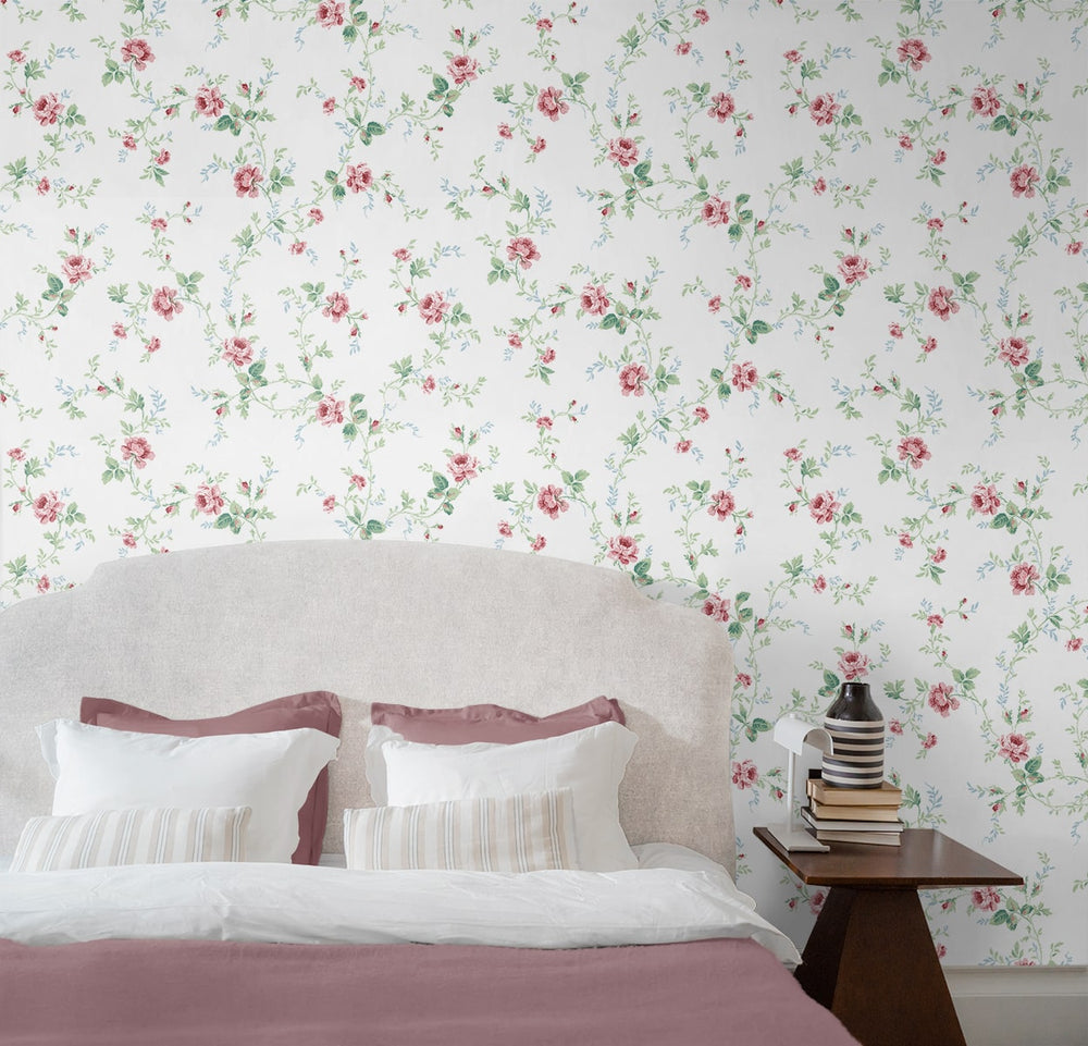 NW50401 floral peel and stick wallpaper bedroom from NextWall