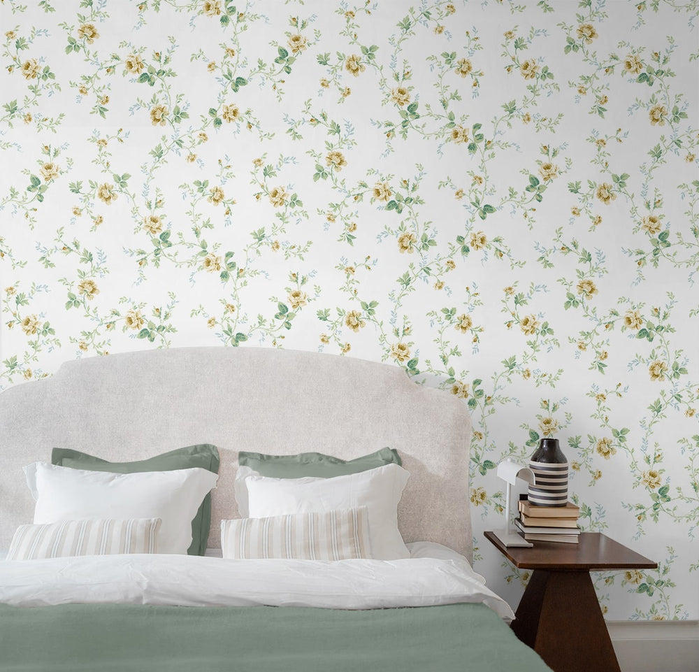 NW50403 floral peel and stick wallpaper bedroom from NextWall