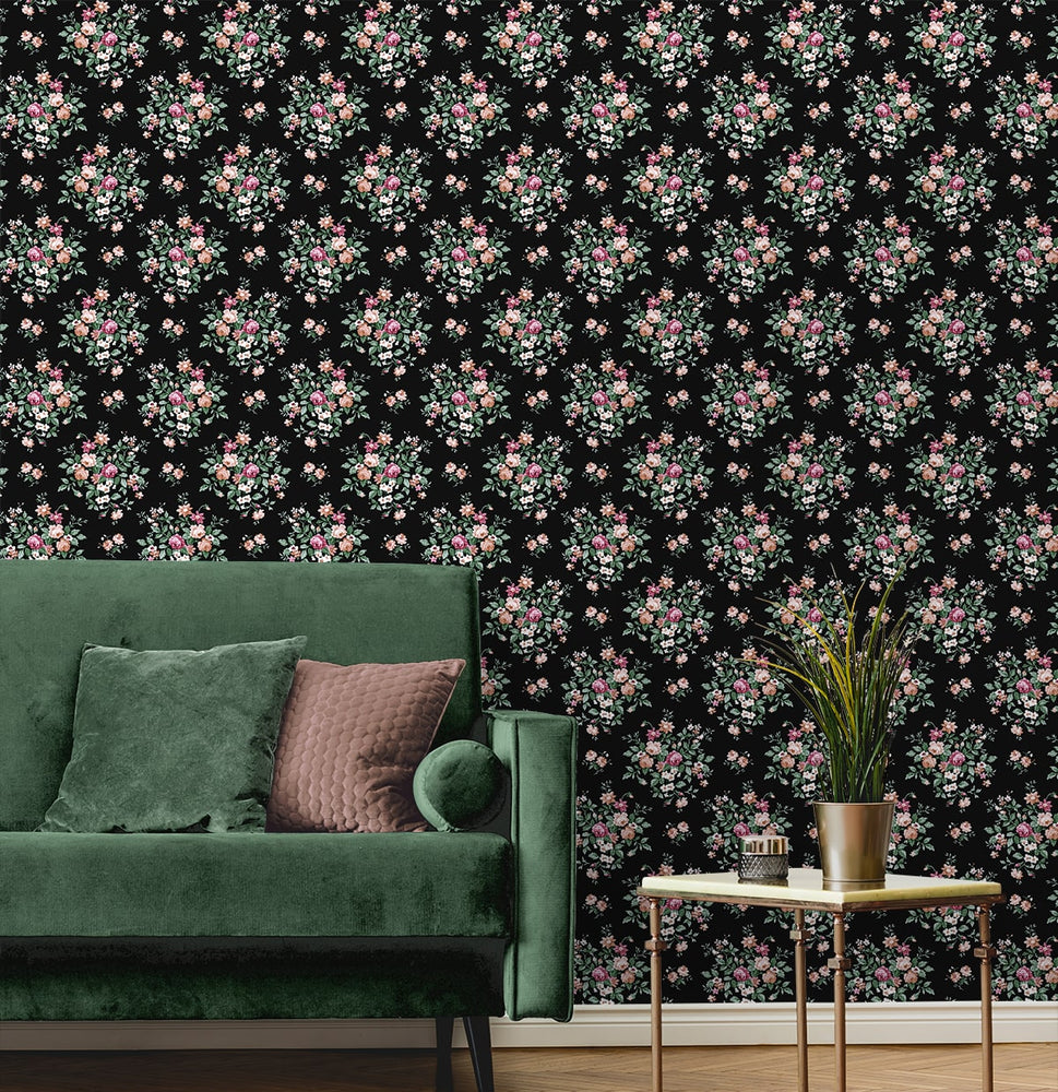 NW50500 floral peel and stick wallpaper living room from NextWall