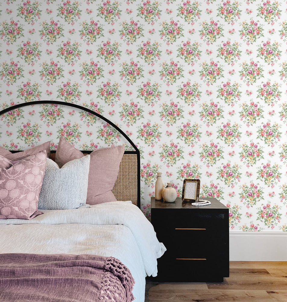 NW50501 floral peel and stick wallpaper bedroom from NextWall