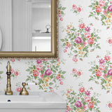 NW50501 floral peel and stick wallpaper bathroom from NextWall