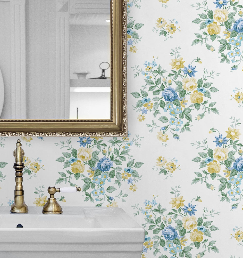 NW50502 floral peel and stick wallpaper bathroom from NextWall