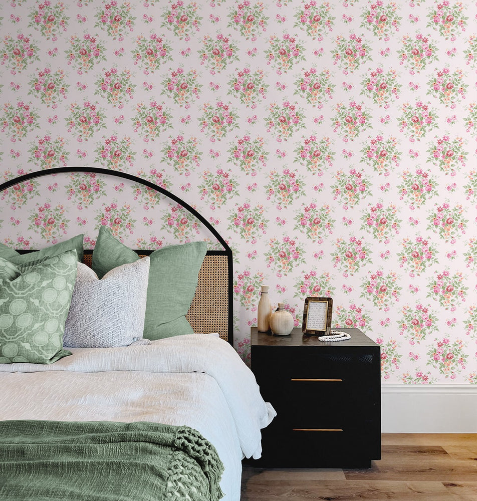 NW50511 floral peel and stick wallpaper bedroom from NextWall