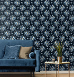 NW50512 floral peel and stick wallpaper living room from NextWall