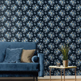 NW50512 floral peel and stick wallpaper living room from NextWall