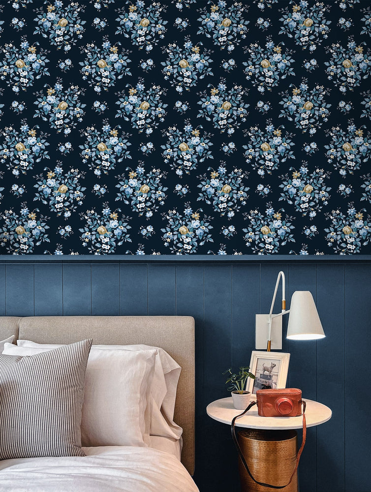 NW50512 floral peel and stick wallpaper bedroom from NextWall
