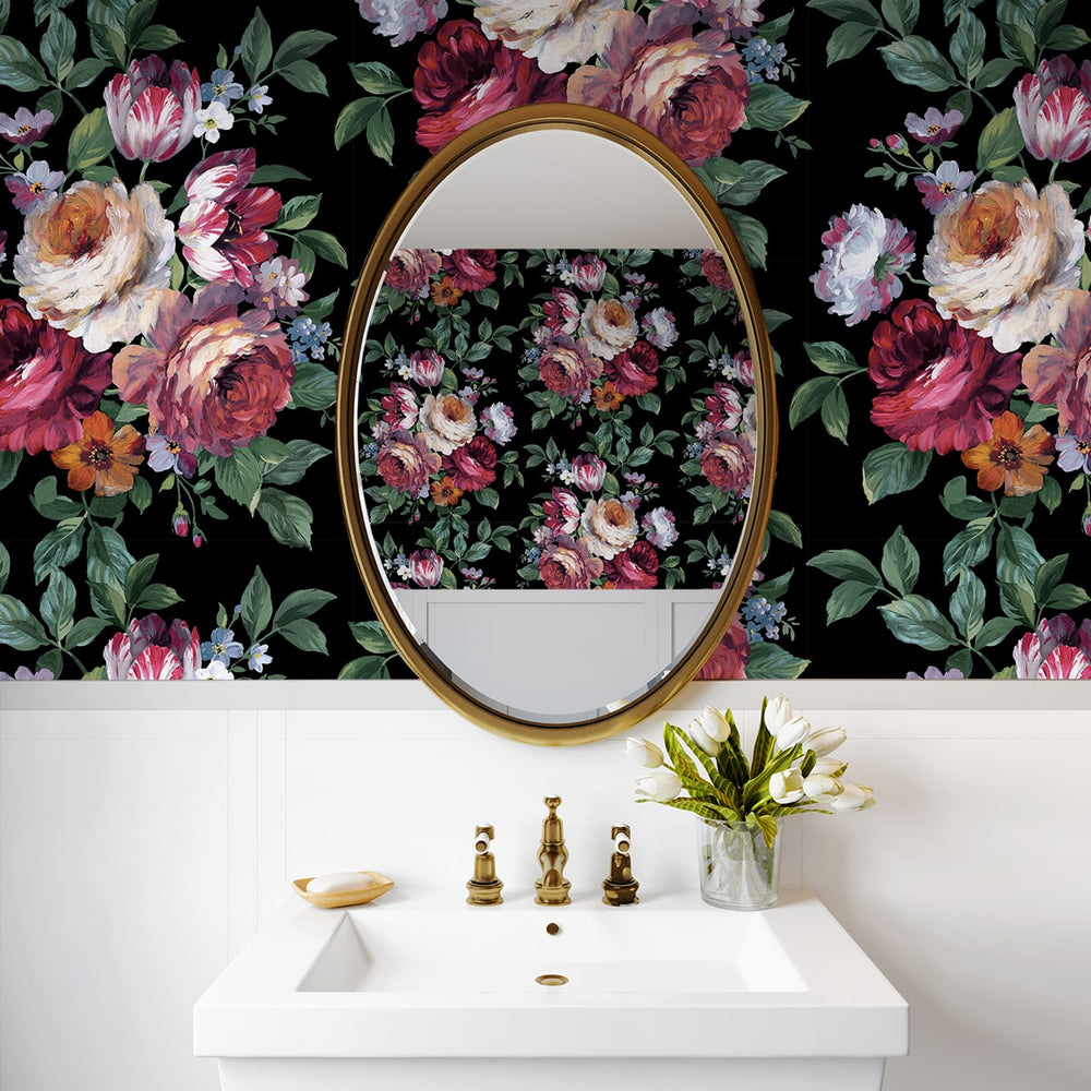 
                  
                    NW50600 floral peel and stick wallpaper bathroom from NextWall
                  
                