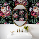 NW50600 floral peel and stick wallpaper bathroom from NextWall