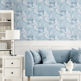 NW50702 vintage floral peel and stick wallpaper living room from NextWall