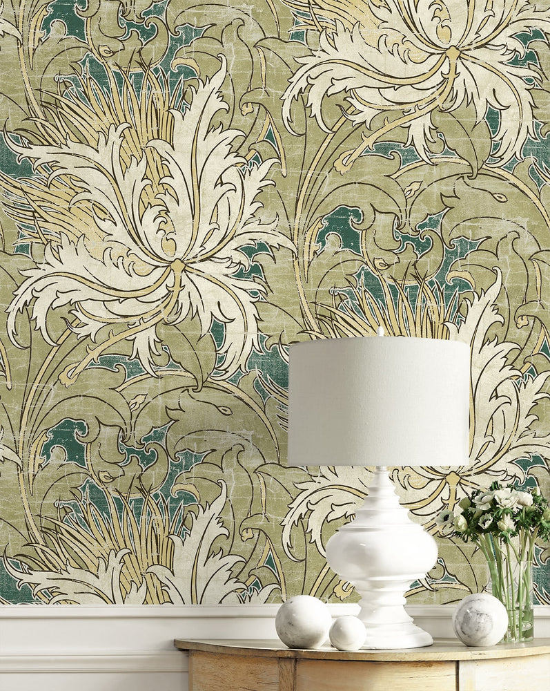 NW50704 vintage floral peel and stick wallpaper decor from NextWall