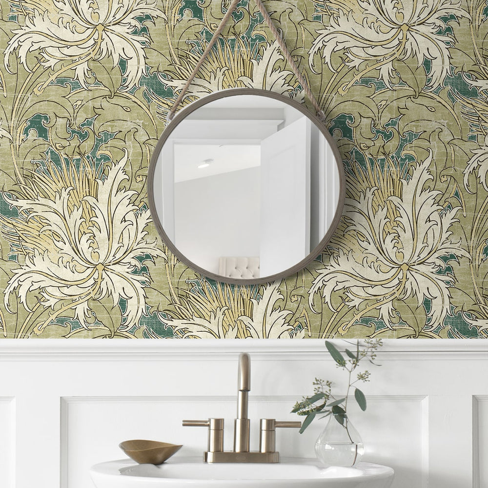 
                  
                    NW50704 vintage floral peel and stick wallpaper bathroom from NextWall
                  
                