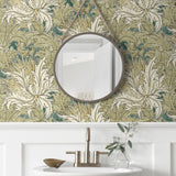 NW50704 vintage floral peel and stick wallpaper bathroom from NextWall