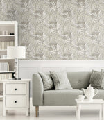 NW50708 vintage floral peel and stick wallpaper living room from NextWall