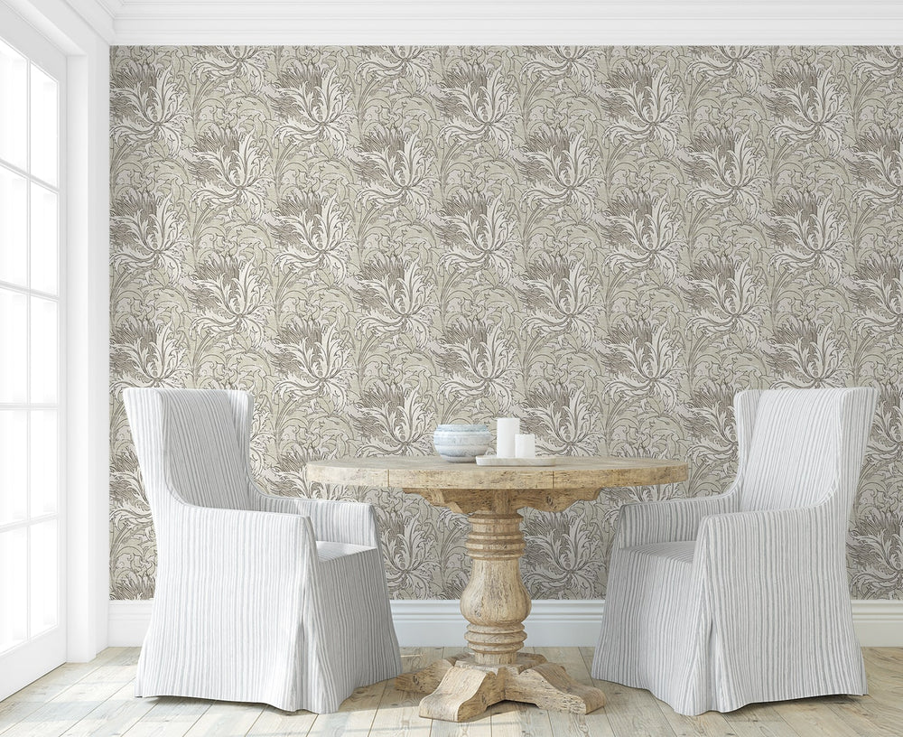 NW50708 vintage floral peel and stick wallpaper dining room from NextWall