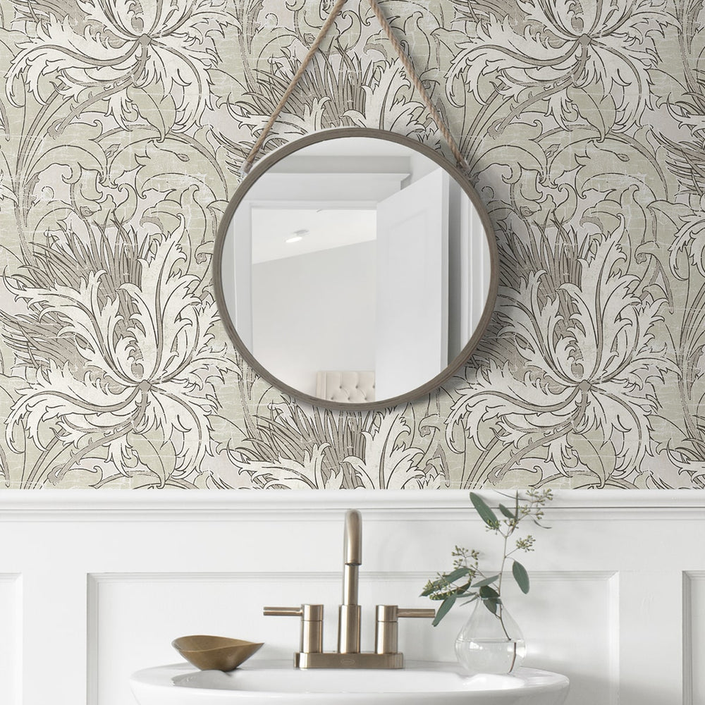 
                  
                    NW50708 vintage floral peel and stick wallpaper bathroom from NextWall
                  
                