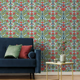 NW50802 floral peel and stick wallpaper living room from NextWall