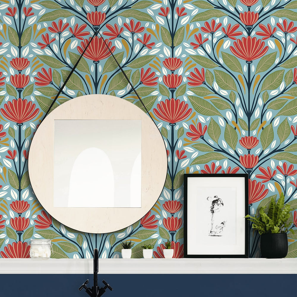 
                  
                    NW50802 floral peel and stick wallpaper bathroom from NextWall
                  
                