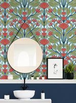 NW50802 floral peel and stick wallpaper bathroom from NextWall