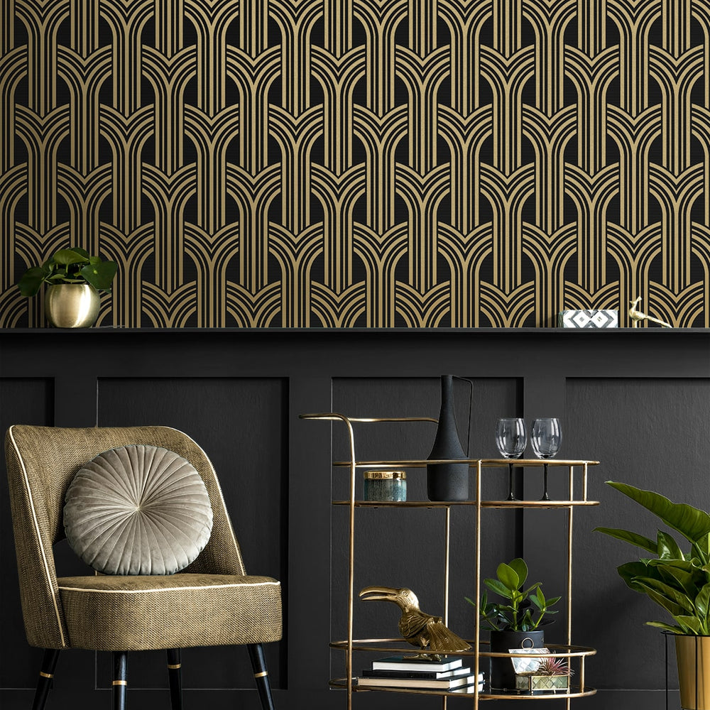 NW50900 deco geometric entryway peel and stick wallpaper