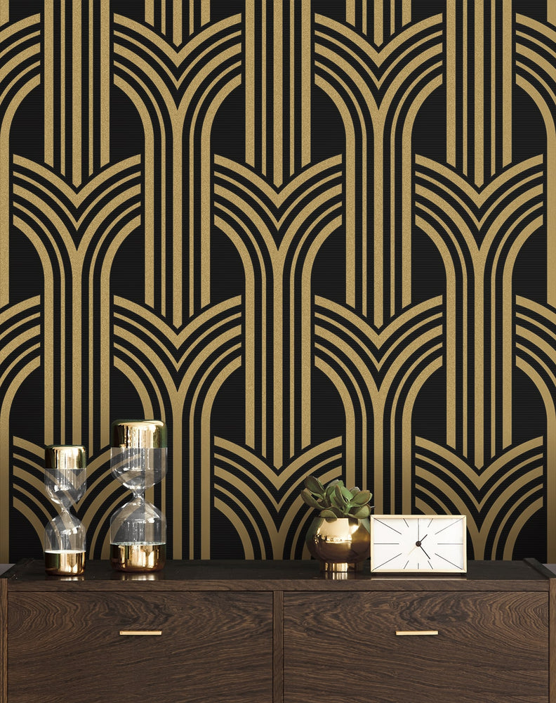 NW50900 deco geometric accent peel and stick wallpaper