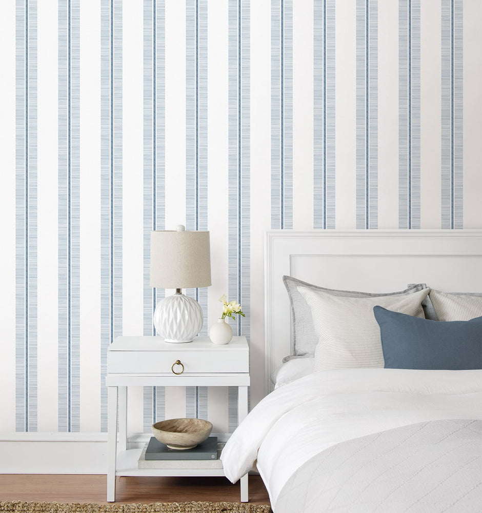 NW51002 striped peel and stick wallpaper bedroom from NextWall