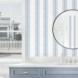 NW51002 striped peel and stick wallpaper bathroom from NextWall