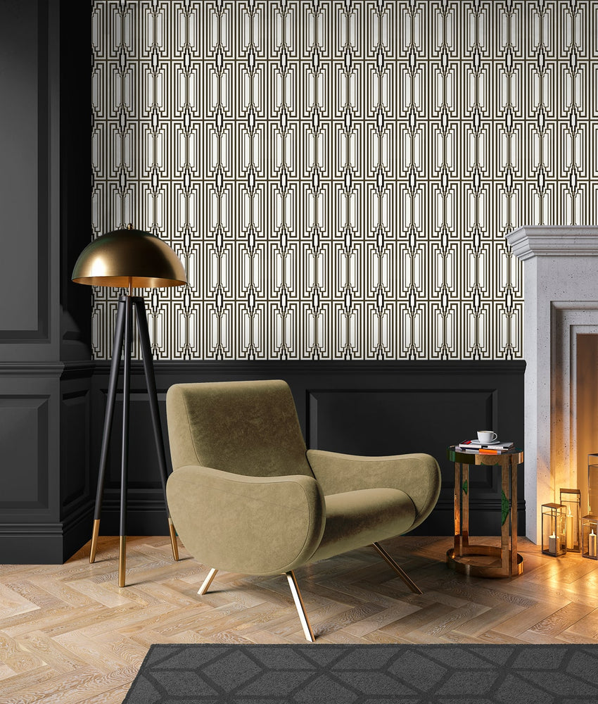 NW51100 geometric peel and stick wallpaper living room from NextWall