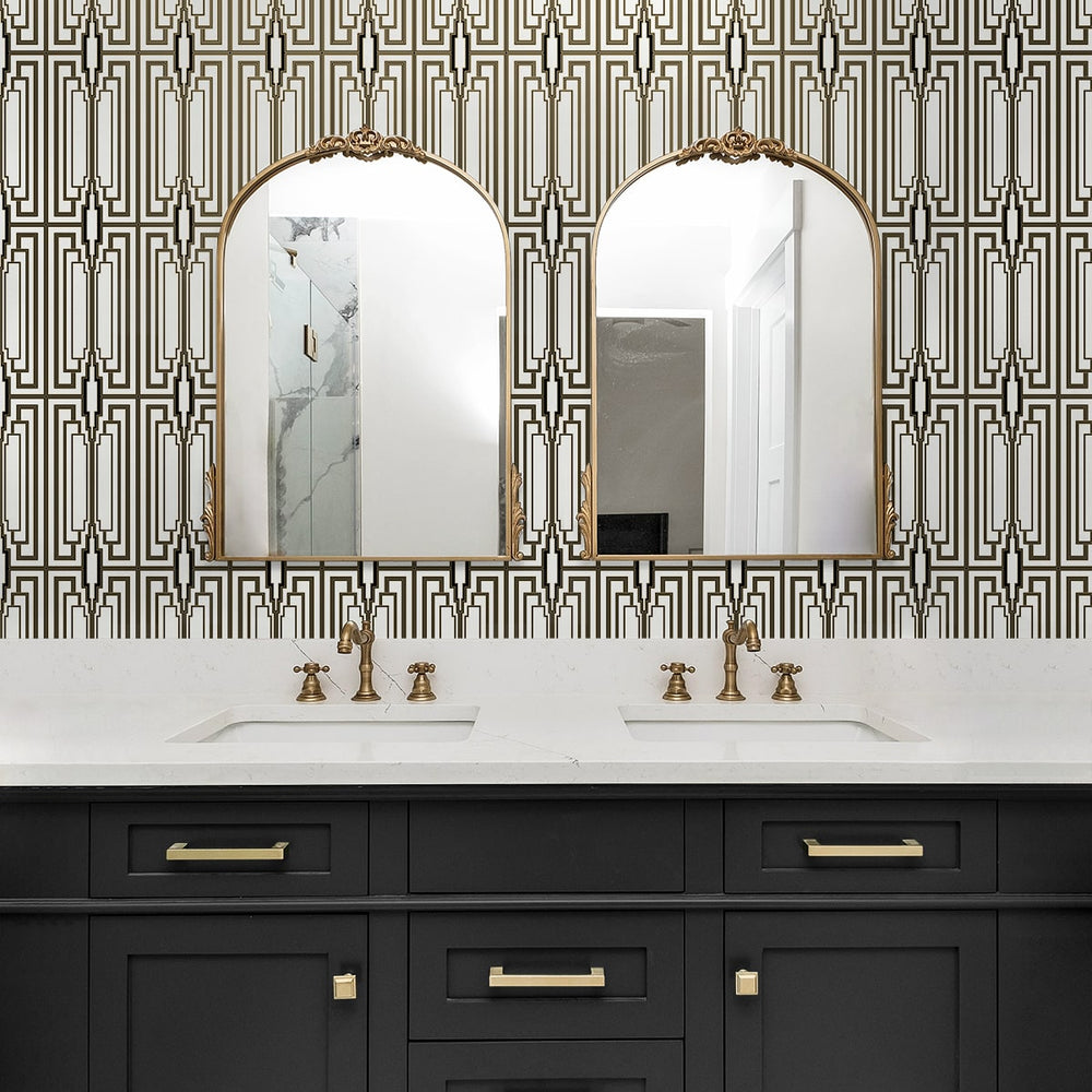 
                  
                    NW51100 geometric peel and stick wallpaper bathroom from NextWall
                  
                