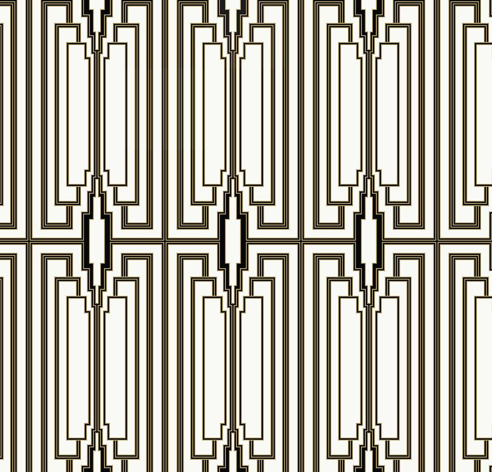 Manhattan Deco Geometric Premium Screen Printed Peel and Stick Removable Wallpaper