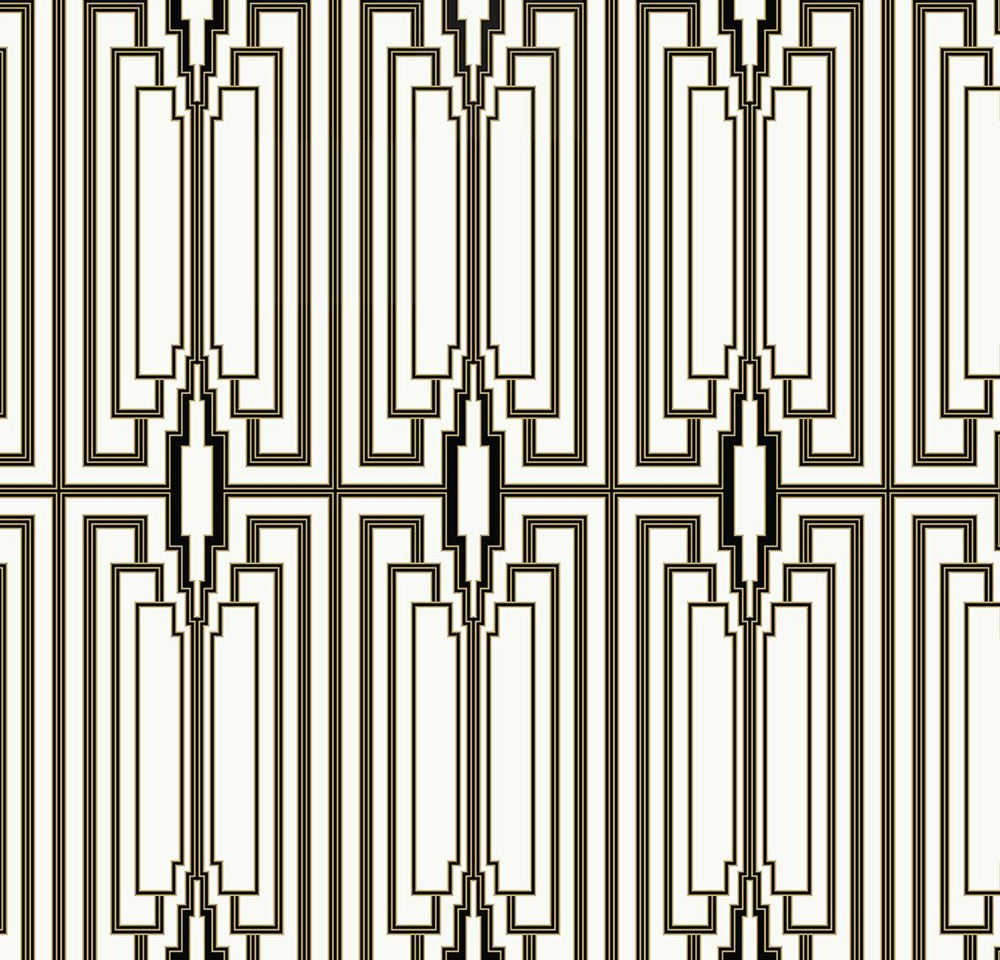 Manhattan Deco Geometric Premium Screen Printed Peel and Stick Removable Wallpaper