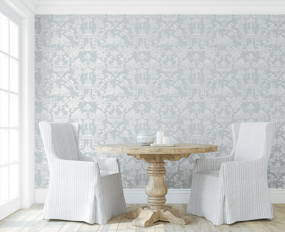 NW51202 chinoiserie peel and stick wallpaper dining room from NextWall
