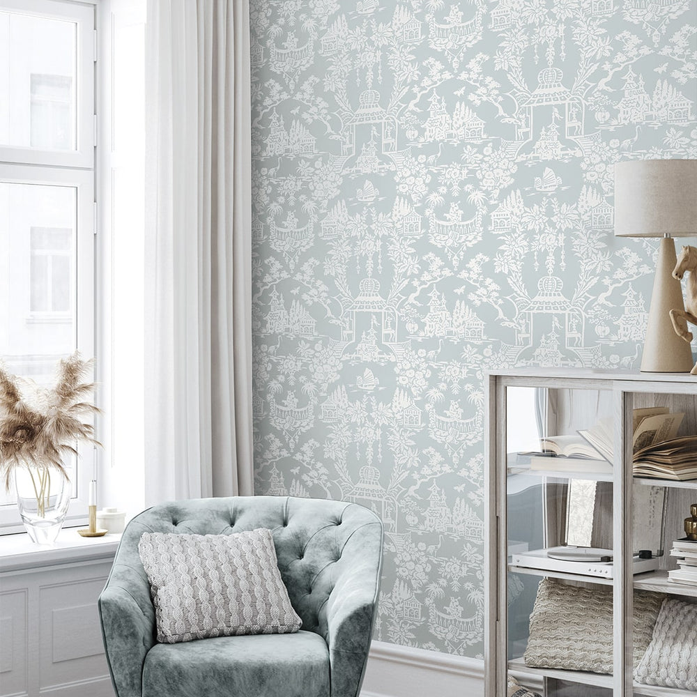 
                  
                    NW51202 chinoiserie peel and stick wallpaper living room from NextWall
                  
                