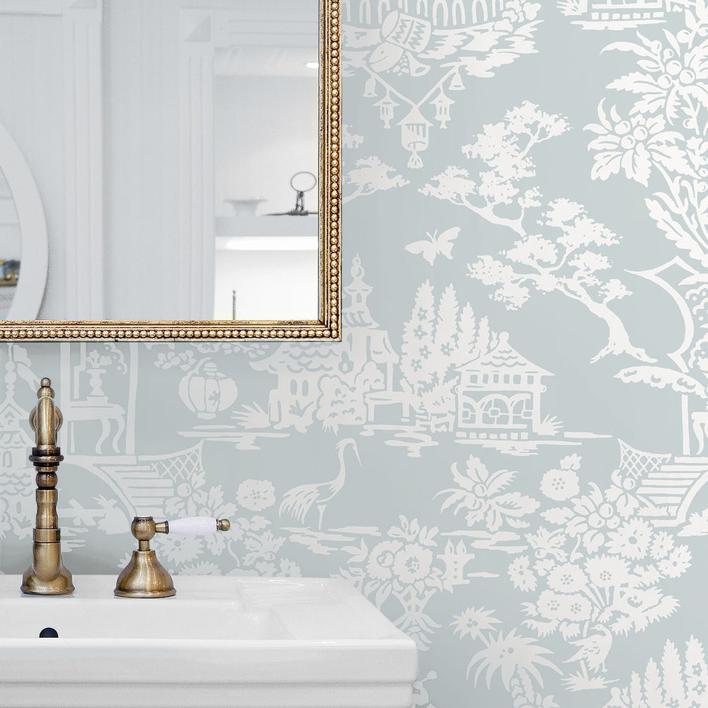 
                  
                    NW51202 chinoiserie peel and stick wallpaper bathroom from NextWall
                  
                