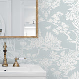 NW51202 chinoiserie peel and stick wallpaper bathroom from NextWall