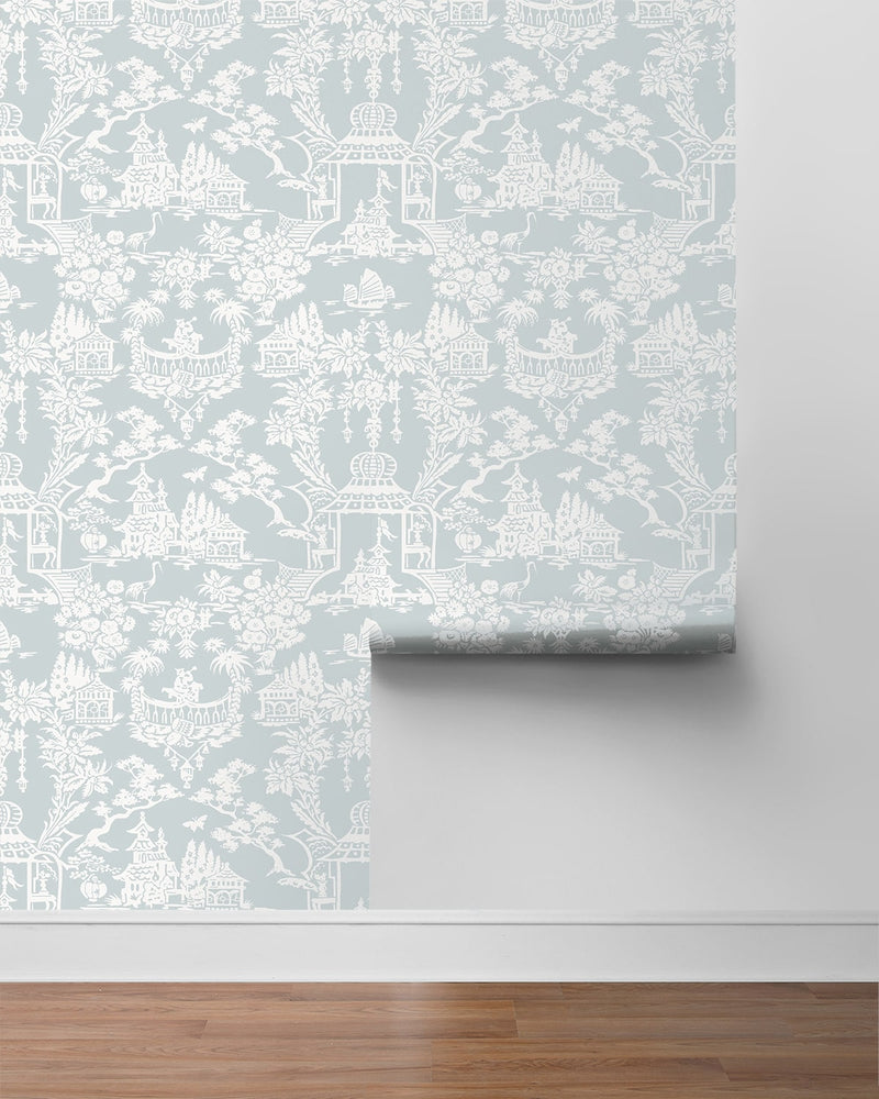 NW51202 chinoiserie peel and stick wallpaper roll from NextWall