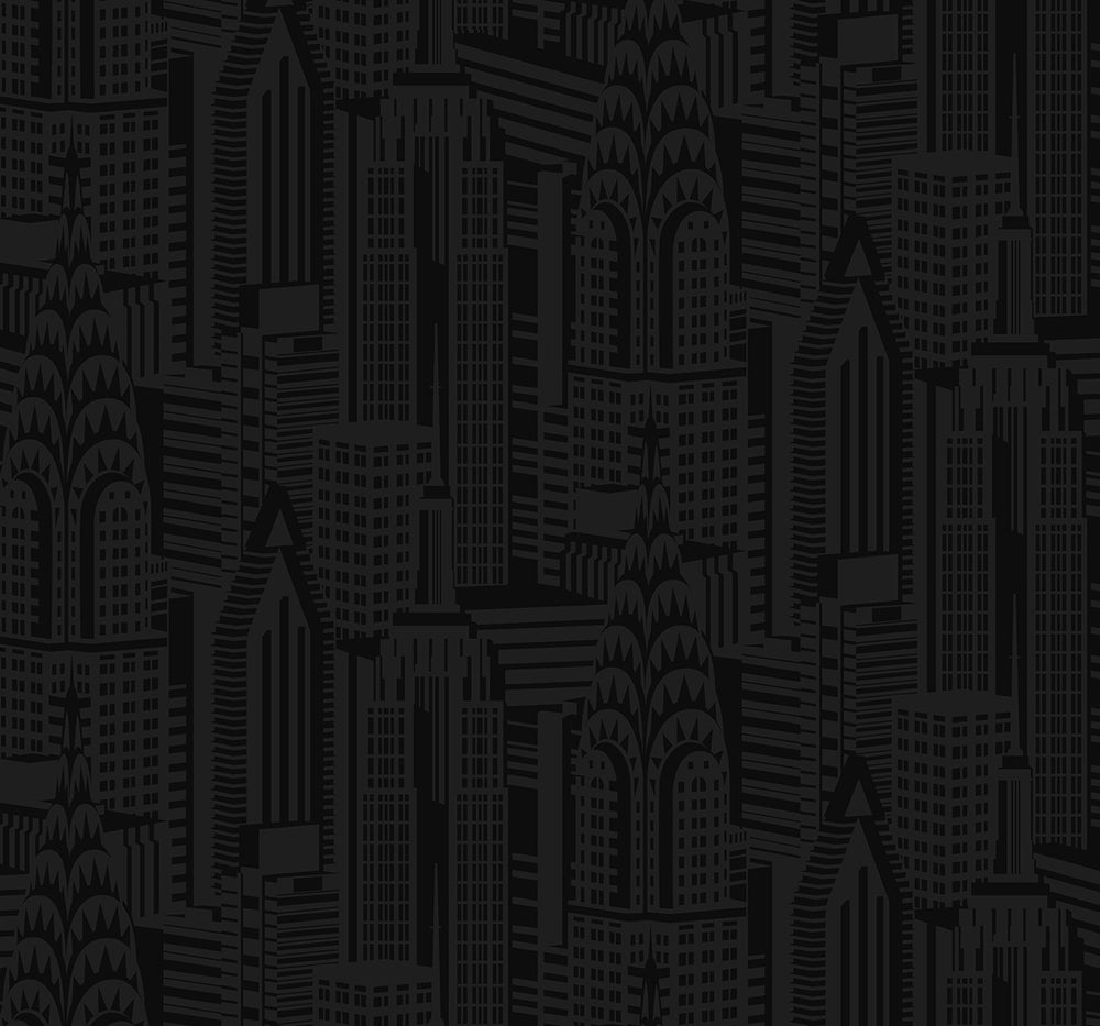 City Skyline Geometric Premium Screen Printed Peel and Stick Removable Wallpaper